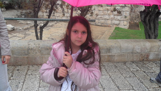 Amit in Jerusalem in the rain