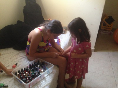 painting Zoe's nails