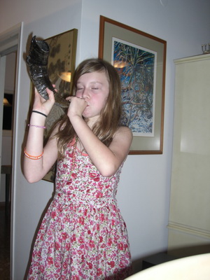 Lior blowing the Shofar