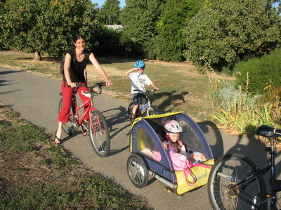 on bikes to school