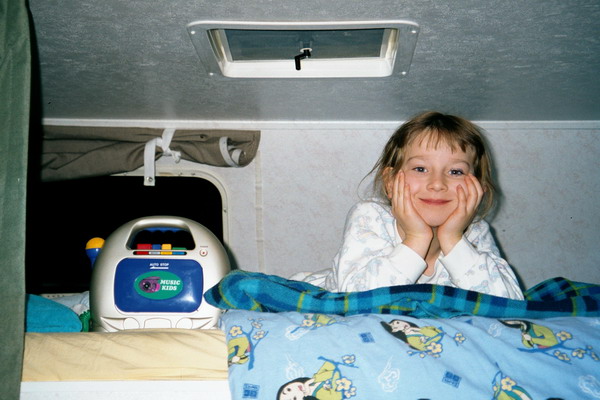 Dani in the upper bunk