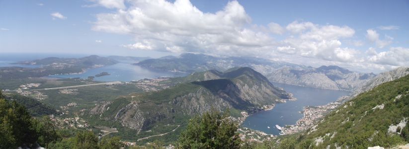 view of Kotor bay and Tivat Bay