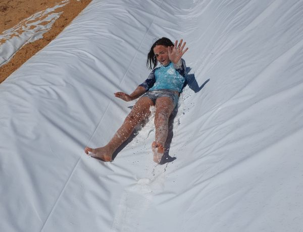 Zoe on water slide